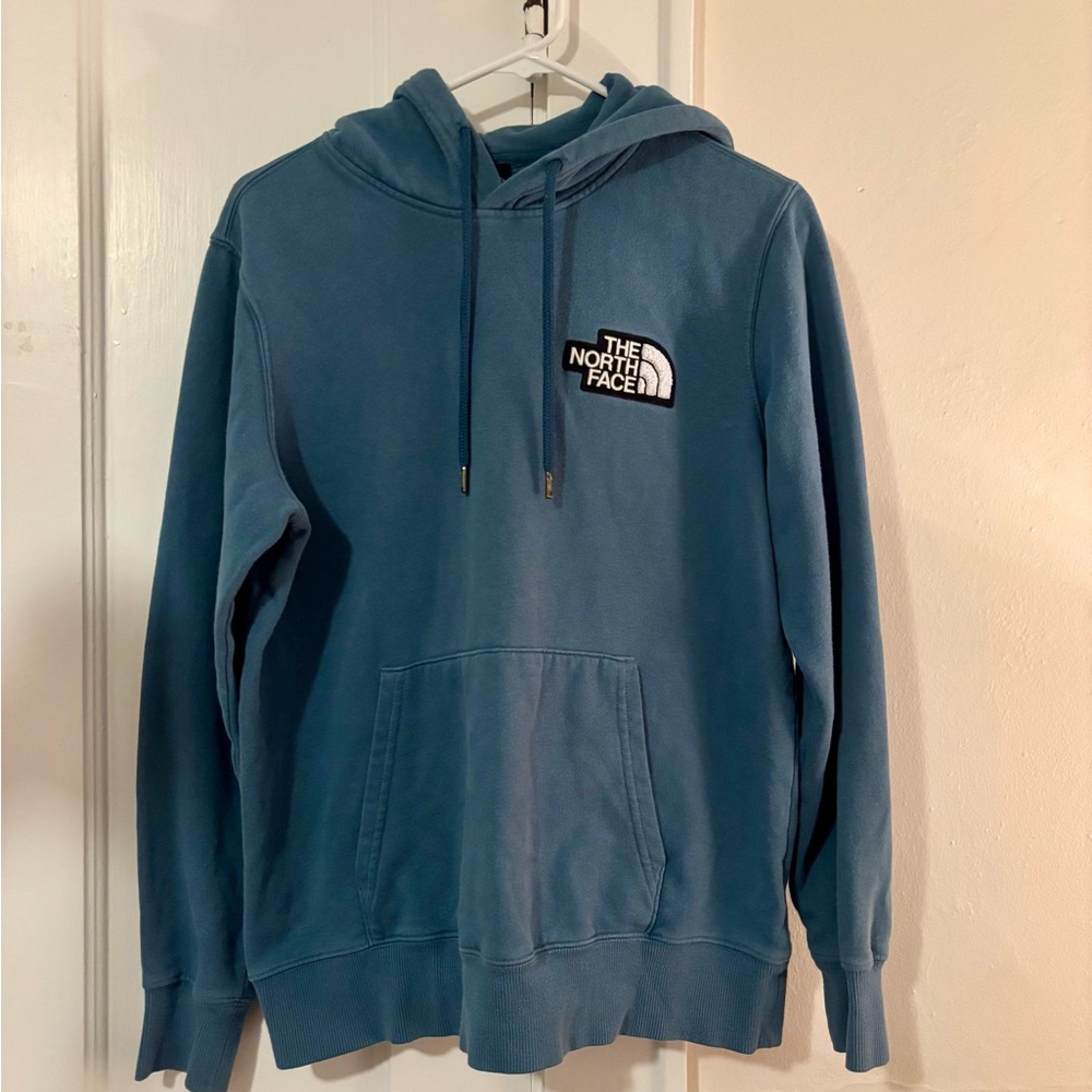 The North Face Patch Logo Hoodie Long Sleeve Pullover Women's Medium Blue